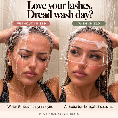 💗 Clear Stick-On Lash Shower Shield – Reusable Curved Eyelash Splash Guard for Hair Washing & Lash Extensions | 30/50/100 PCS ✨