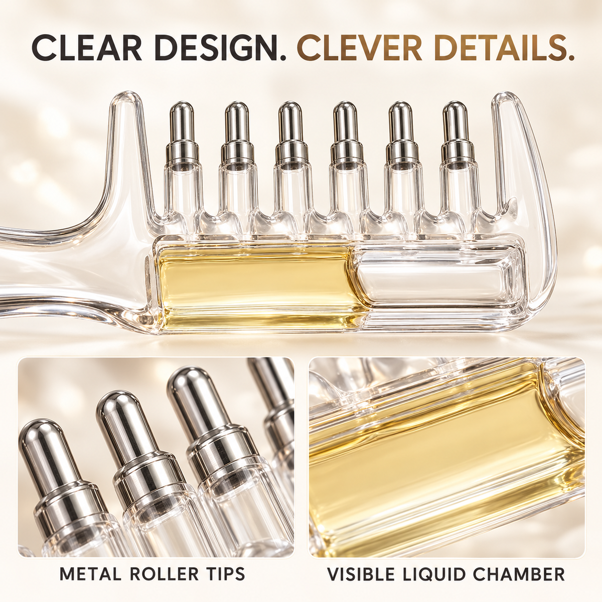 Refillable scalp-care liquid applicator comb – product image