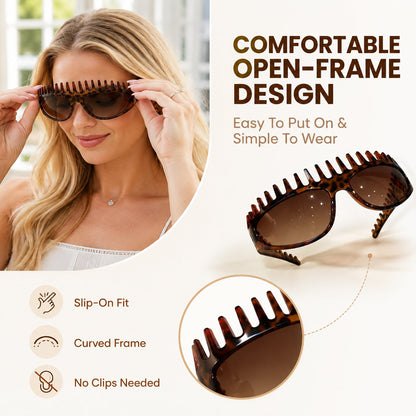 🥇💃 2-in-1 Tortoiseshell Headband Sunglasses – Polarized UV400 Sunglasses with Built-In Comb Teeth