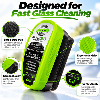 🚗✨ 2.0 Upgraded Car Glass Oil Film Remover Brush 🧽💦 | Quick & Easy Windshield Cleaning 🌧️🪟 | Remove Grease, Grime & Haze 🌟 Clearer Vision for Safer Driving 🚘💚