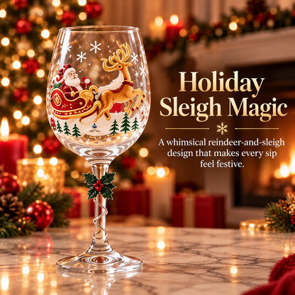 🎄🍷✨ 6-Piece Christmas Wine Glass Set 🎅❄️🎁 Festive Holiday Designs, Decorative Twisted Stems & Elegant Gift Box ❤️🥂🌟