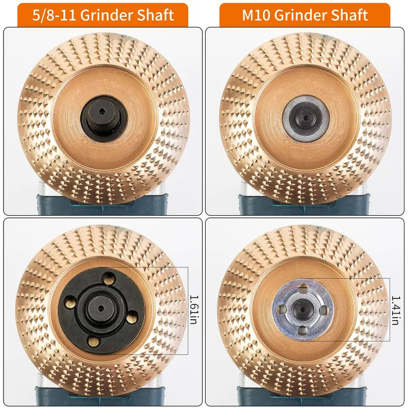 3-Piece Wood Carving Disc Set – Flat, Curved & Inclined Grinder Wheels