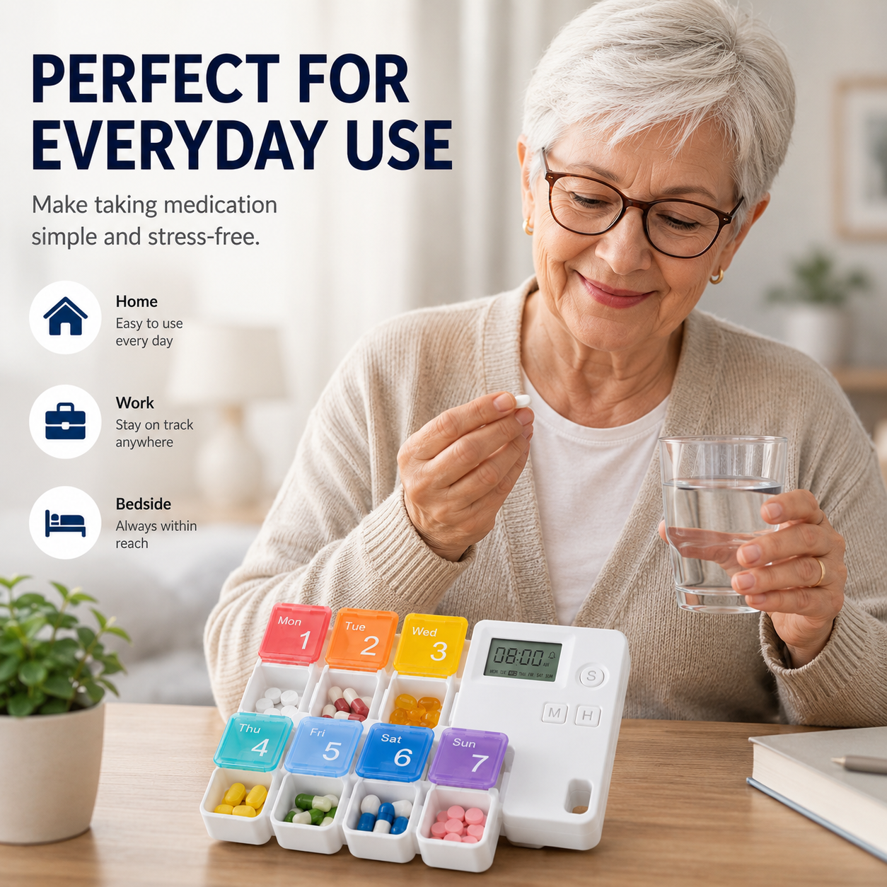 💊Smart Timed Reminder Pill Organizer | 7-Day Medication Alarm Box