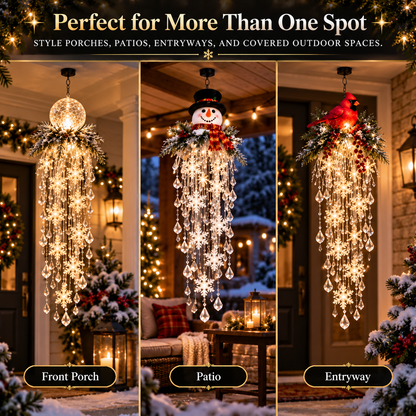 ☃️Christmas Crystal Cascade Hanging Snowflake Light – 4 Festive Holiday Styles