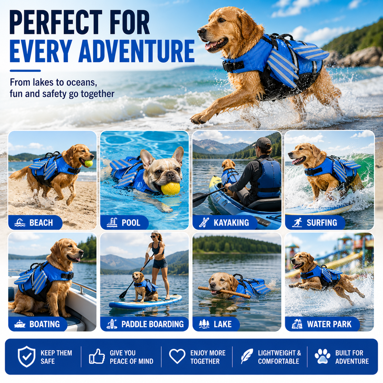 🐶Dog Life Jacket, High Buoyancy Wings Pet Life Vest with Extra Chin Float🔥