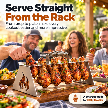 🍗🔥Stainless Steel Chicken Drumstick Grill Rack with Carry Handle – BBQ, Smoker & Oven Chicken Leg Holder