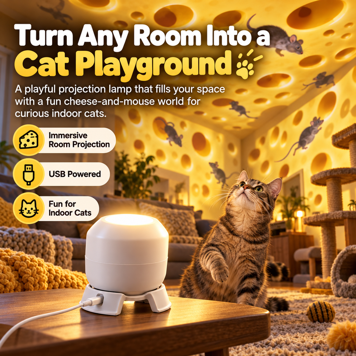 🐱Cat Mouse Chase Projector – Turn Any Room Into a Play Zone
