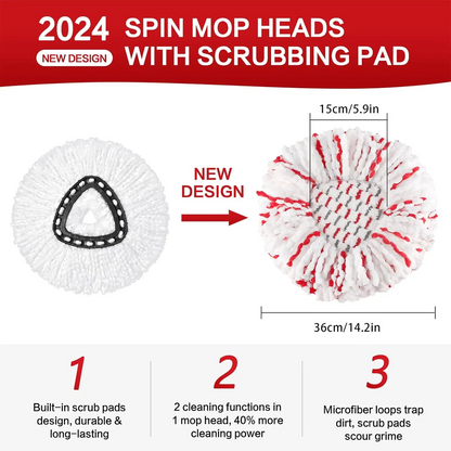 🔥 Last Day 49% OFF✨3 Pack Spin Mop Heads Replacements with Scrubbing Pad