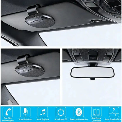 🚗 Bluetooth 5.0 Car Speakerphone – Hands-Free Calls & Music, Easy Clip-On 🔊