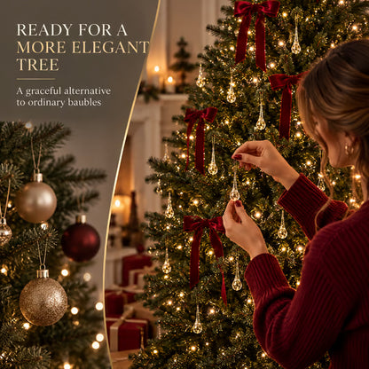 ✨ Luxury Gold Foil Teardrop Ornaments | Luminous Crystal Christmas Tree Decor Set