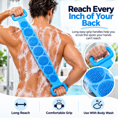 🚿Long-Reach Exfoliating Body Scrubber Strap with Dual Handles
