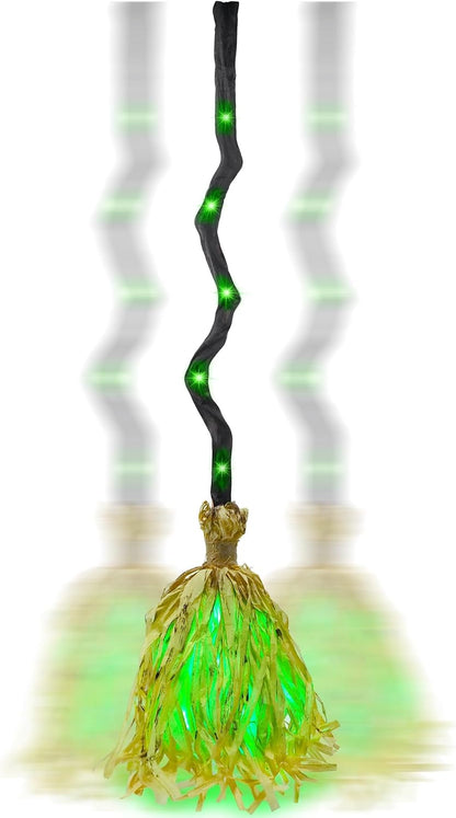 Animated Halloween Witch Broom with Lights, Sound and Motion Decor