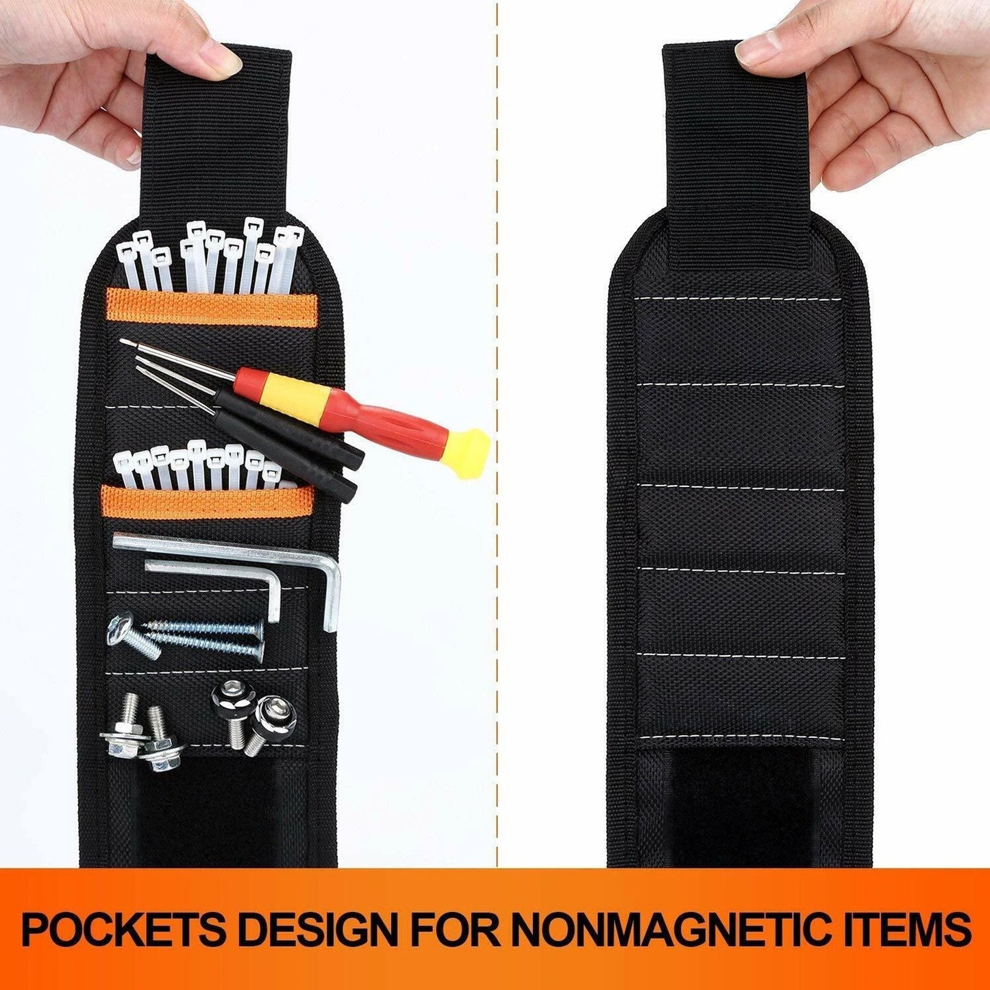 🔥Hot Sale⚡Magnet Wristband Tool Holder with 2 Storage Pockets