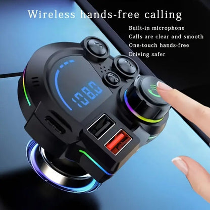🎖️Bluetooth 5.3 Car FM Transmitter | Fast Charging & Ambient Light