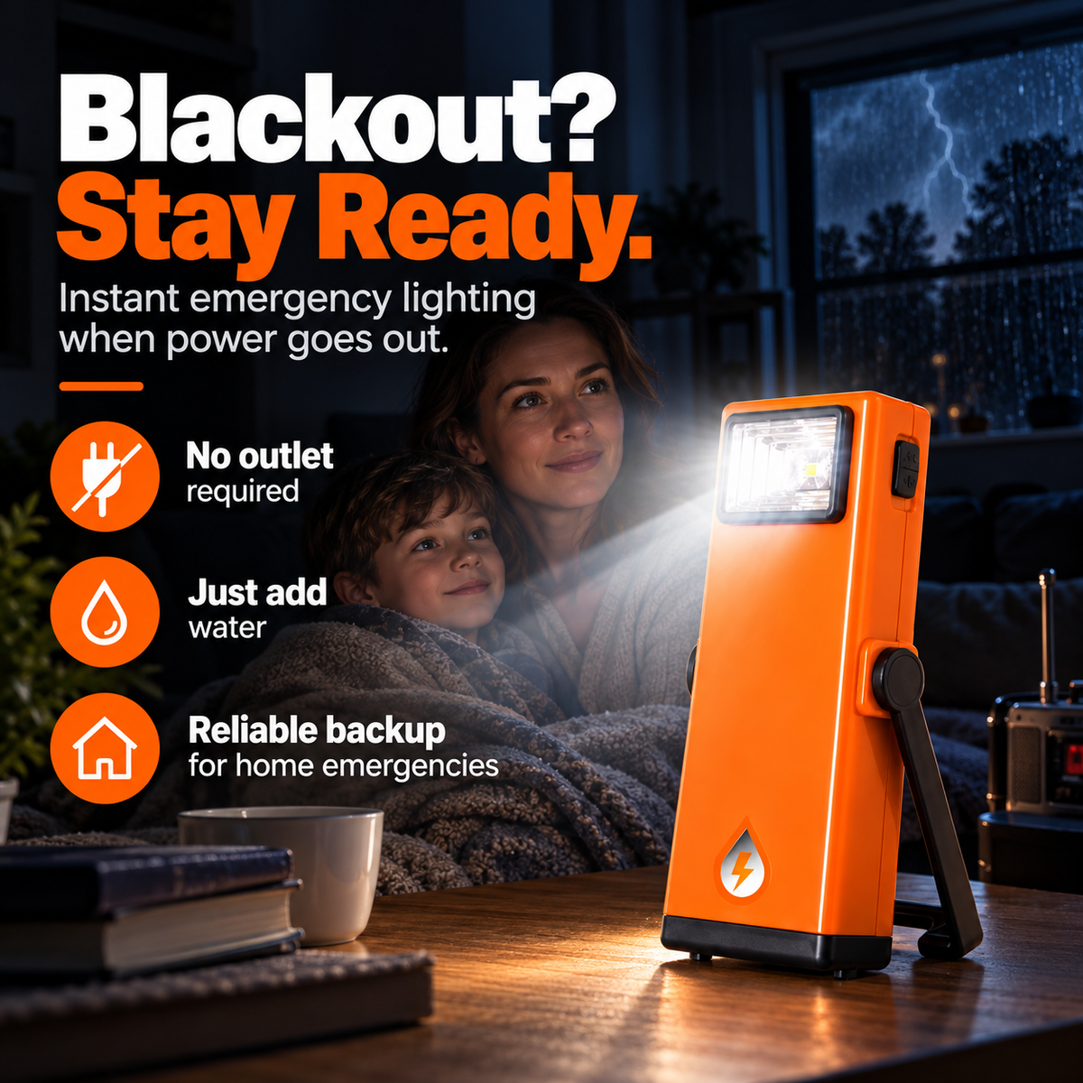 💧🔦 Water-Activated Emergency Flashlight | 168+ Hours of LED Light, No Charging Needed – Camping, Blackout & Survival Essential ⚡