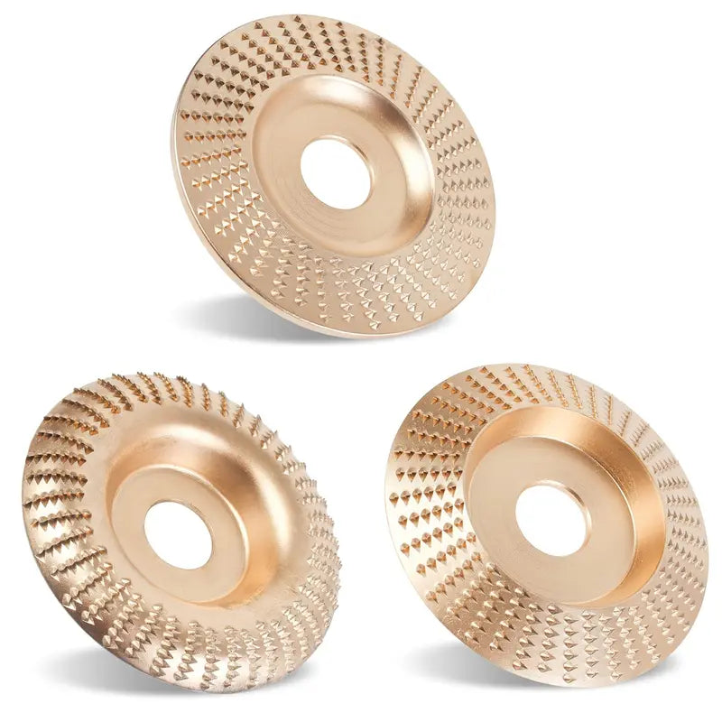 3-Piece Wood Carving Disc Set – Flat, Curved & Inclined Grinder Wheels