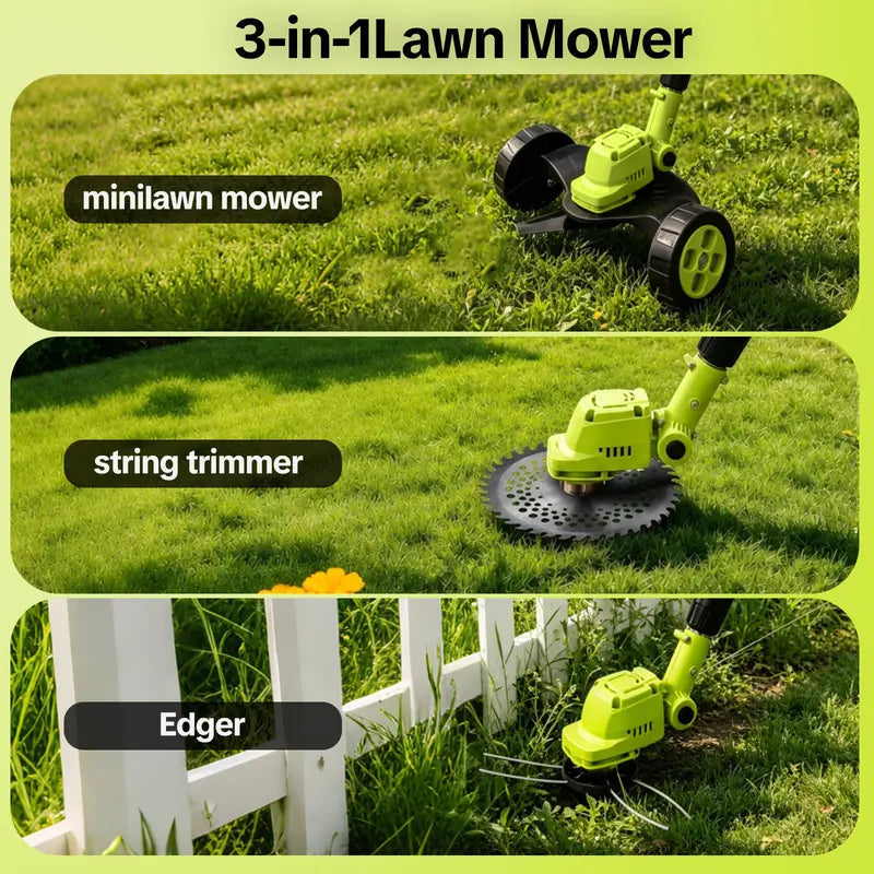 🔥2026 Hot Sale 21V Cordless 3-in-1 Grass Trimmer, Edger & Mini Mower