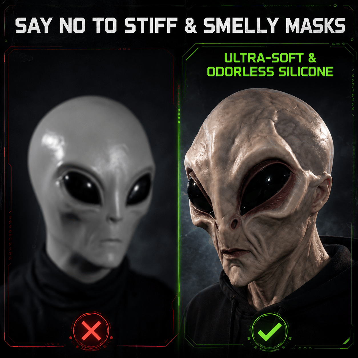 Ultra-Realistic Alien Silicone Mask – Adult Halloween Costume & Cosplay Prop