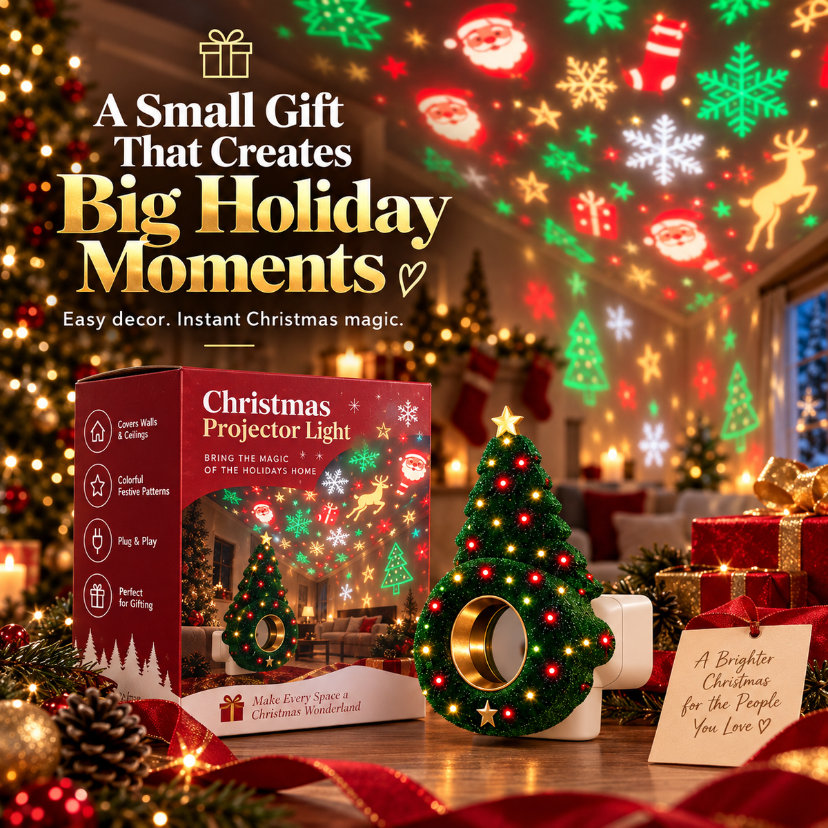 🎄Christmas Tree Plug-In Projector Light – Turn Any Room Into a Holiday Wonderland