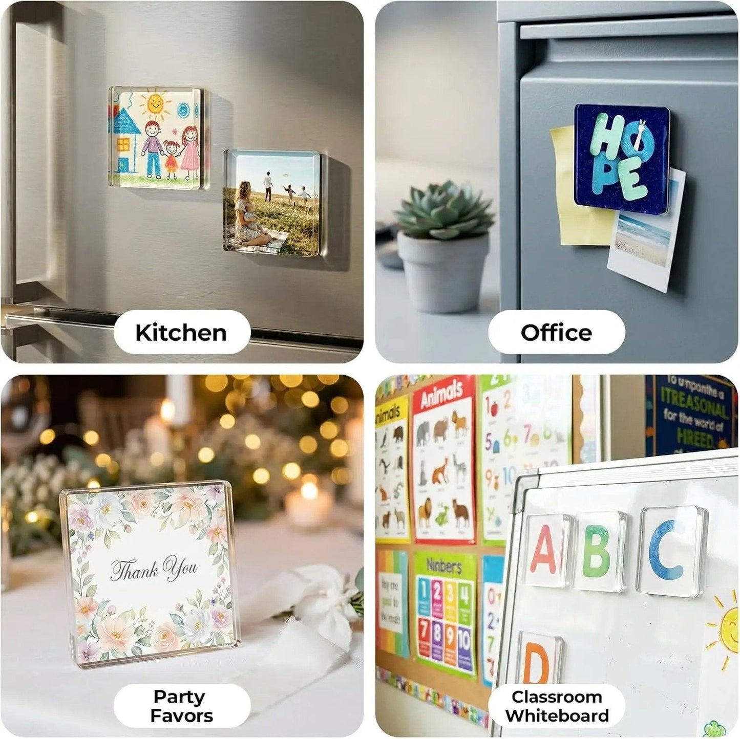 🖼️Magnetic Photo Frames 2"x2" Clear Acrylic DIY Fridge Magnets – Create