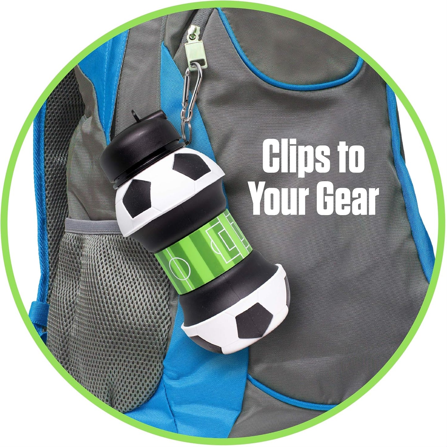 ⚽ Soccer-Shaped Collapsible Silicone Water Bottle | BPA-Free Leak-Proof Sports Cup for Kids