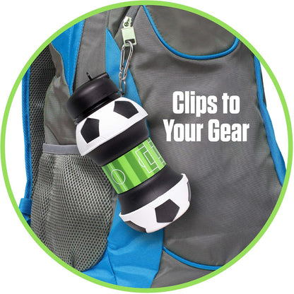 ⚽ Soccer-Shaped Collapsible Silicone Water Bottle | BPA-Free Leak-Proof Sports Cup for Kids