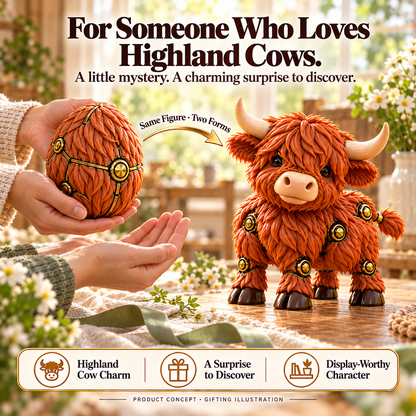 Highland cow egg and figure collectible art
