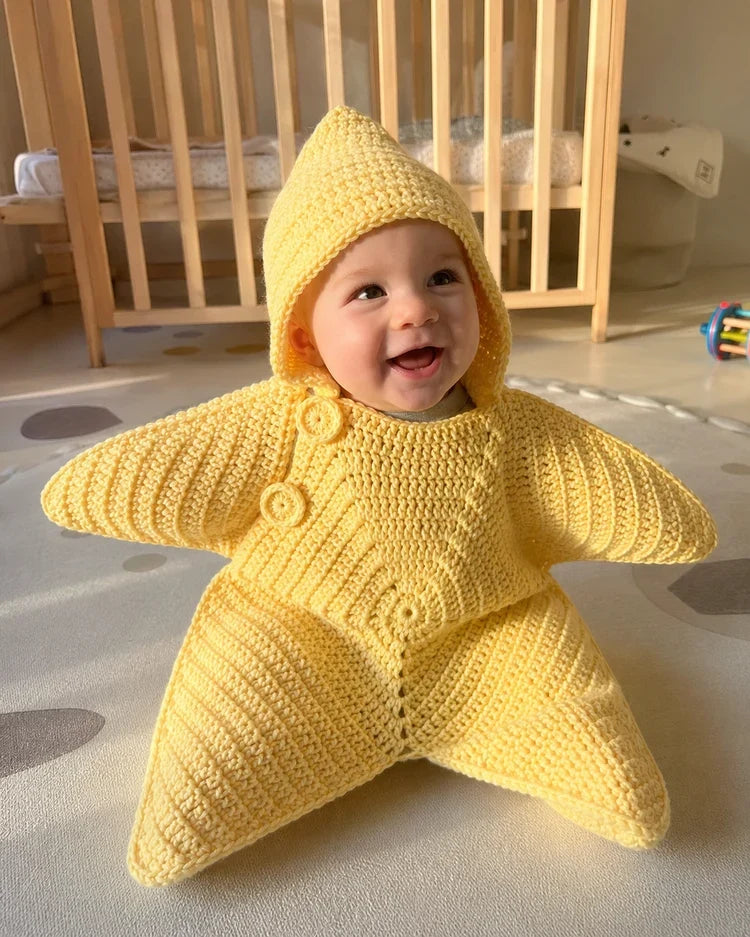 ✨Baby Starfish Knitted Romper - Adorable Hooded Photo Outfit