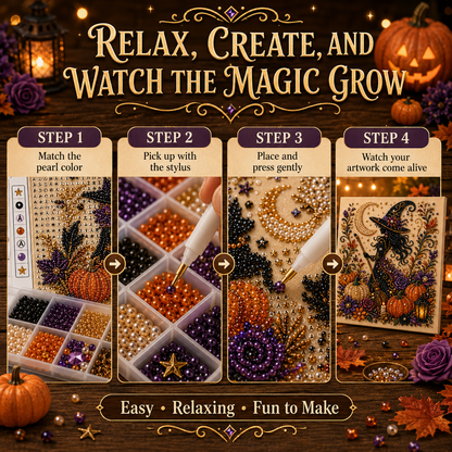 👻✨ Halloween Pearl Art DIY Kit – 3D Spooky Fall Craft & Home Decor