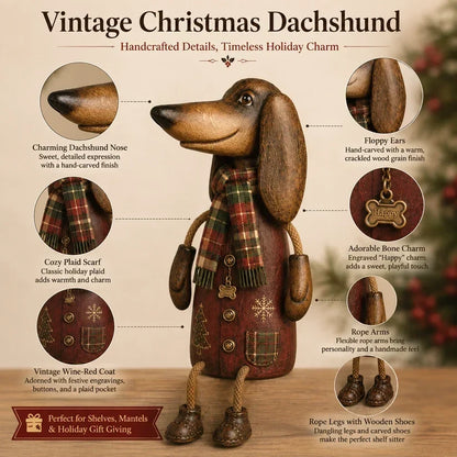 🎄 Vintage Christmas Dachshund Shelf Sitter | Festive Dog Decor