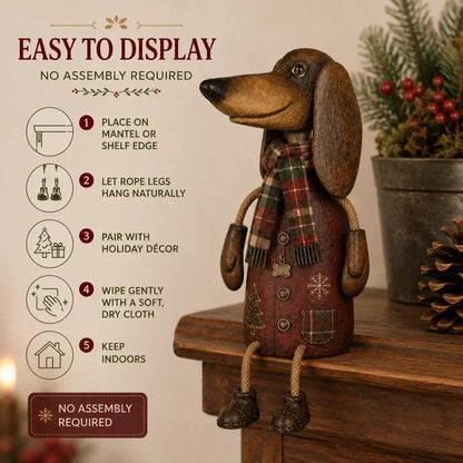 🎄 Vintage Christmas Dachshund Shelf Sitter | Festive Dog Decor