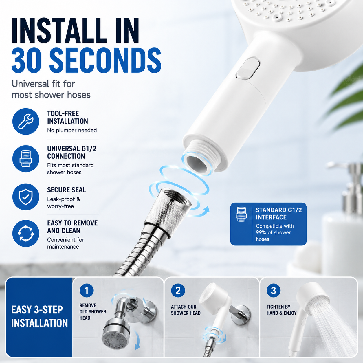 Filtered Spa Shower Head – High Pressure, Cleaner Water & Healthier Skin