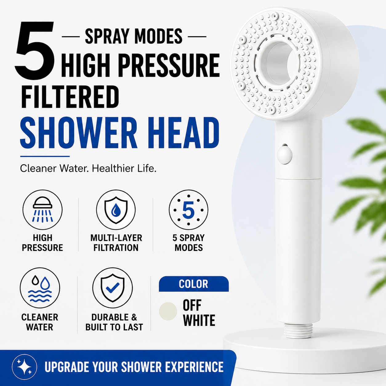 Filtered Spa Shower Head – High Pressure, Cleaner Water & Healthier Skin