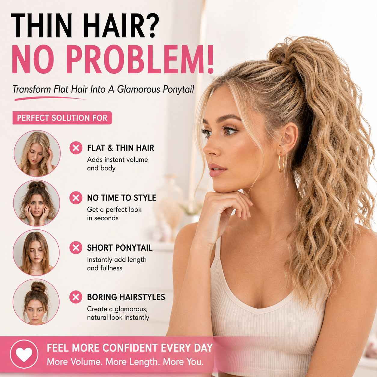 Instant Glam Curly Claw Clip Ponytail Extension|Add Gorgeous Volume & Length In Seconds