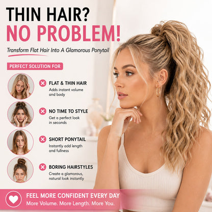 Instant Glam Curly Claw Clip Ponytail Extension|Add Gorgeous Volume & Length In Seconds