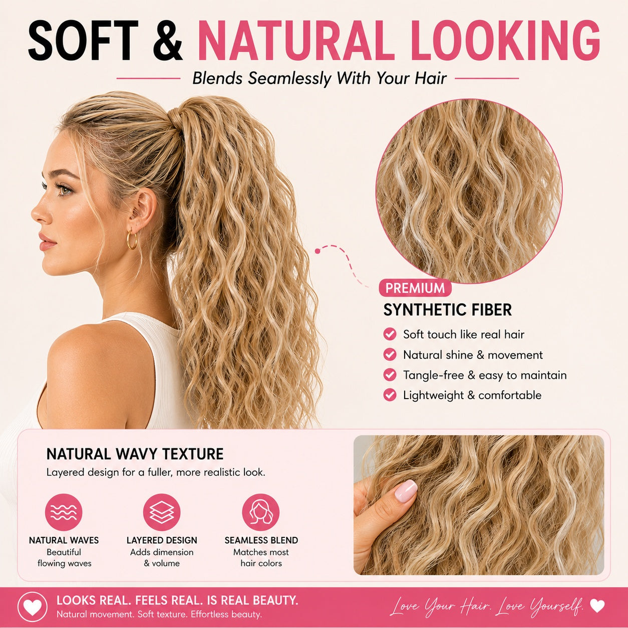 Instant Glam Curly Claw Clip Ponytail Extension|Add Gorgeous Volume & Length In Seconds