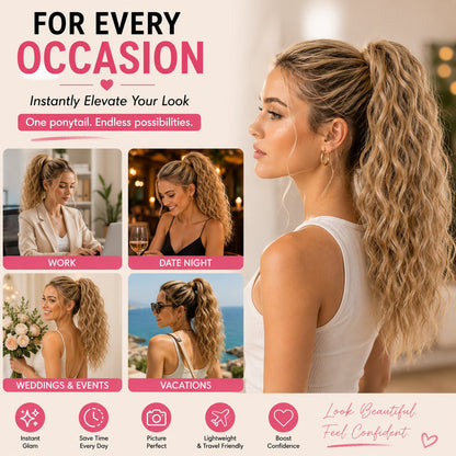 Instant Glam Curly Claw Clip Ponytail Extension|Add Gorgeous Volume & Length In Seconds