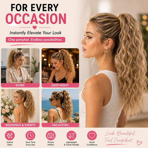 Instant Glam Curly Claw Clip Ponytail Extension|Add Gorgeous Volume & Length In Seconds