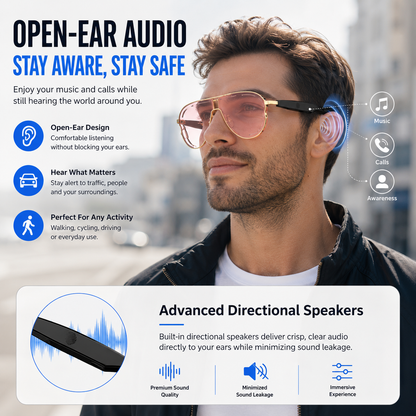 🔥Smart Bluetooth Audio Sunglasses-Open-Ear Audio • Wireless Calls • Everyday Eye Comfort