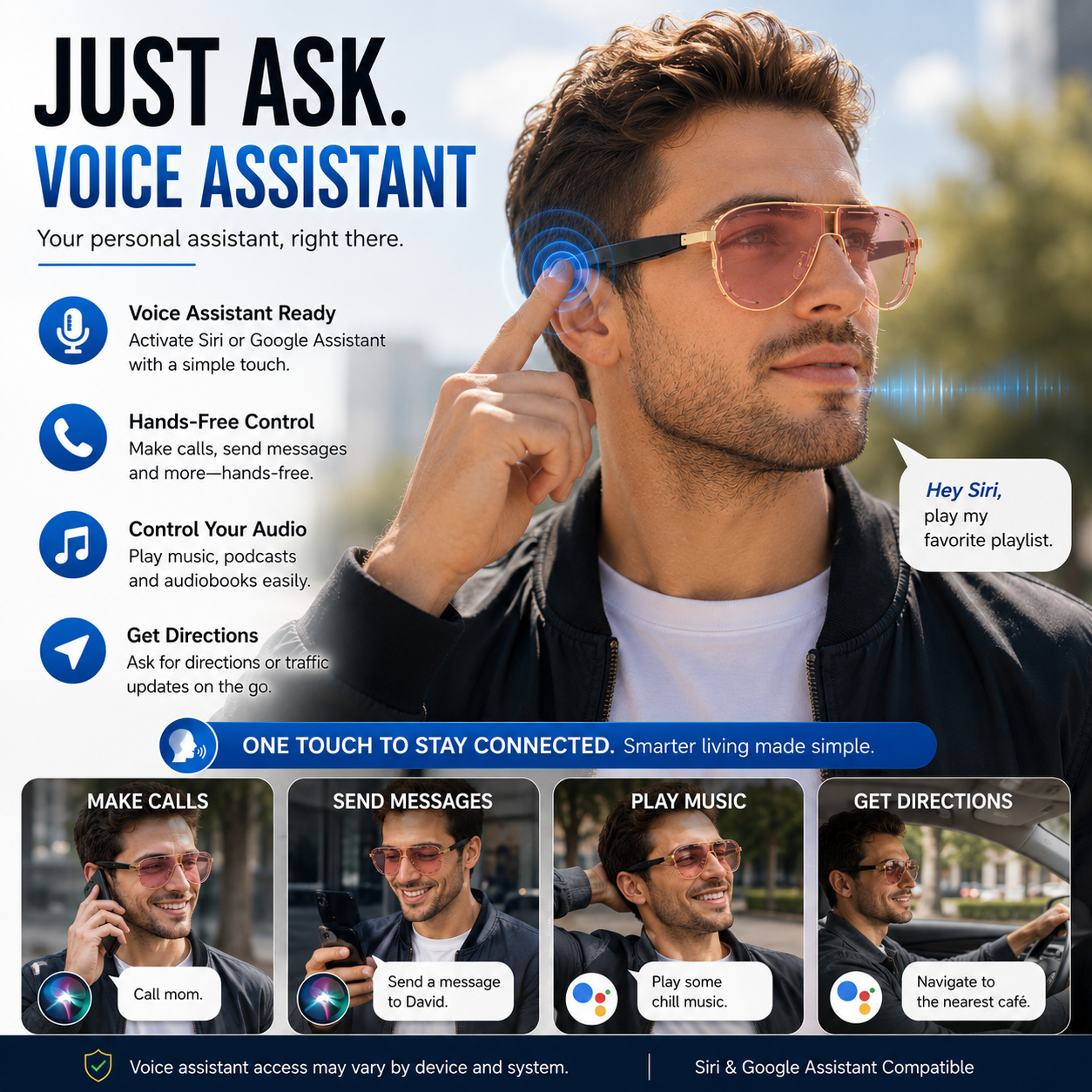 🔥Smart Bluetooth Audio Sunglasses-Open-Ear Audio • Wireless Calls • Everyday Eye Comfort