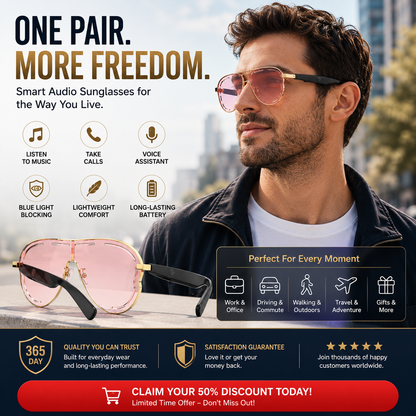 🔥Smart Bluetooth Audio Sunglasses-Open-Ear Audio • Wireless Calls • Everyday Eye Comfort