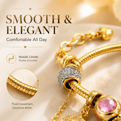Aurora Two-Tone Detachable Charm Snake Chain Bracelet