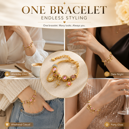 Aurora Two-Tone Detachable Charm Snake Chain Bracelet