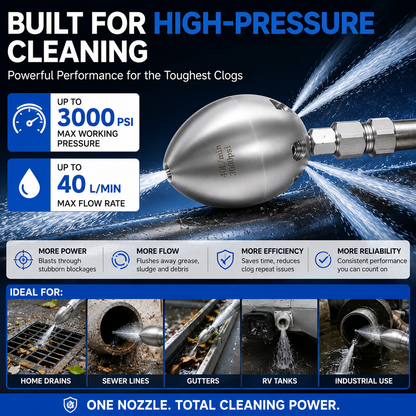 3/8” NPT Sewer Jetter Nozzle for Pressure Washer