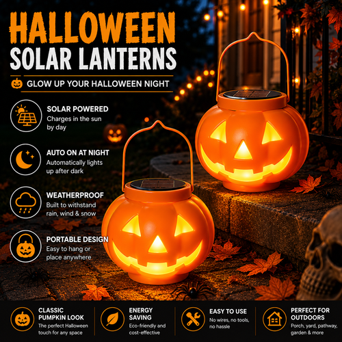 Halloween Solar Pumpkin Lantern – Weather-Resistant Outdoor Jack-O’-Lantern Light