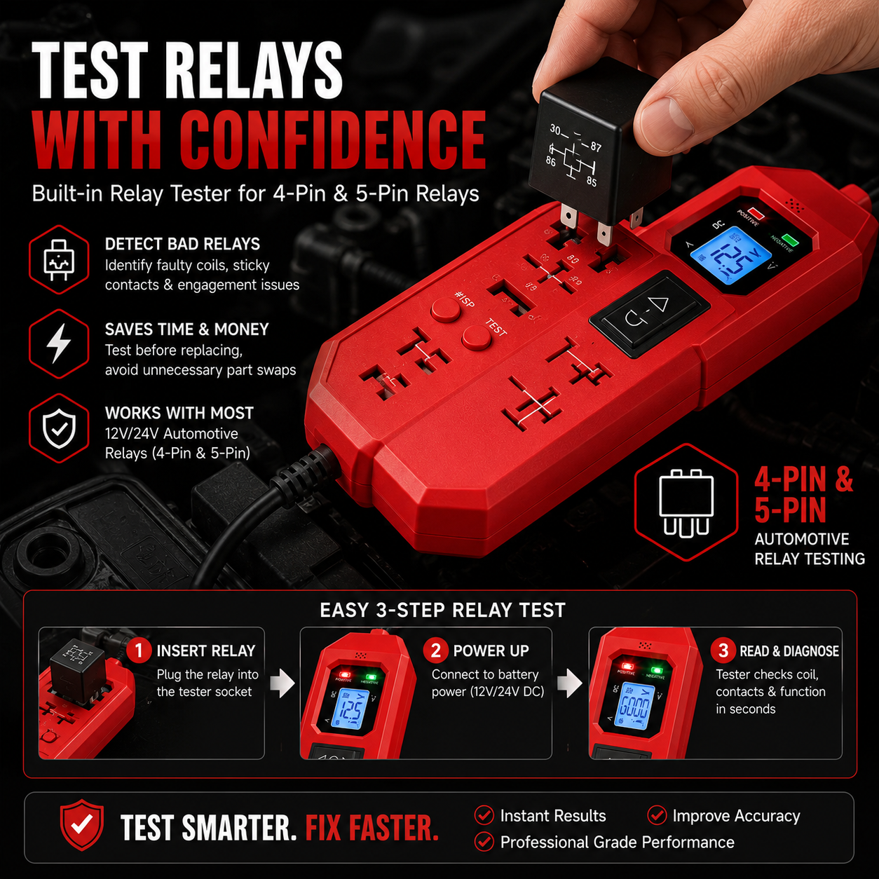3-in-1 Automotive Power Circuit Probe & Relay Tester – 12V/24V Electrical Diagnostic Tool