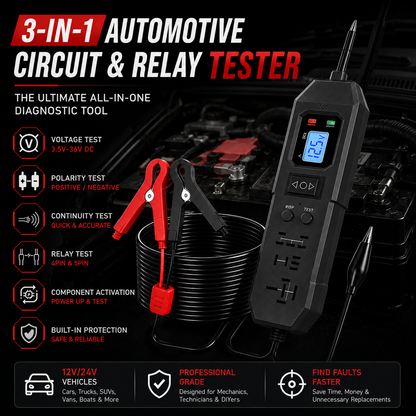 3-in-1 Automotive Power Circuit Probe & Relay Tester – 12V/24V Electrical Diagnostic Tool