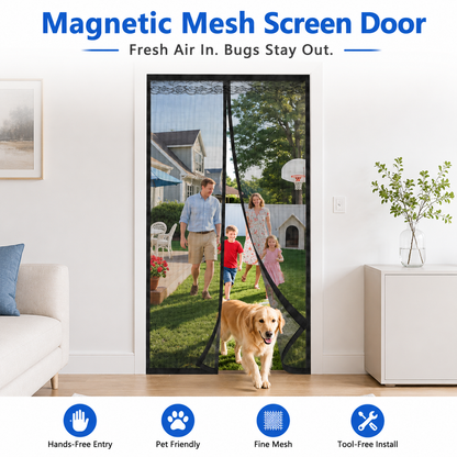 ✨Magnetic Mesh Screen Door, Hands-Free Self-Closing Door Screen with Strong Magnets