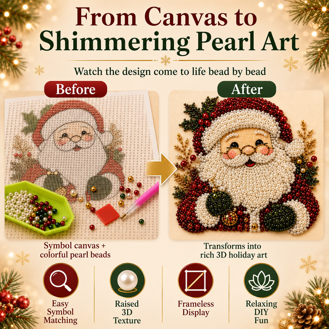 ✨ 3D Pearl Diamond Painting – Christmas Wreath & Stocking DIY 🎄