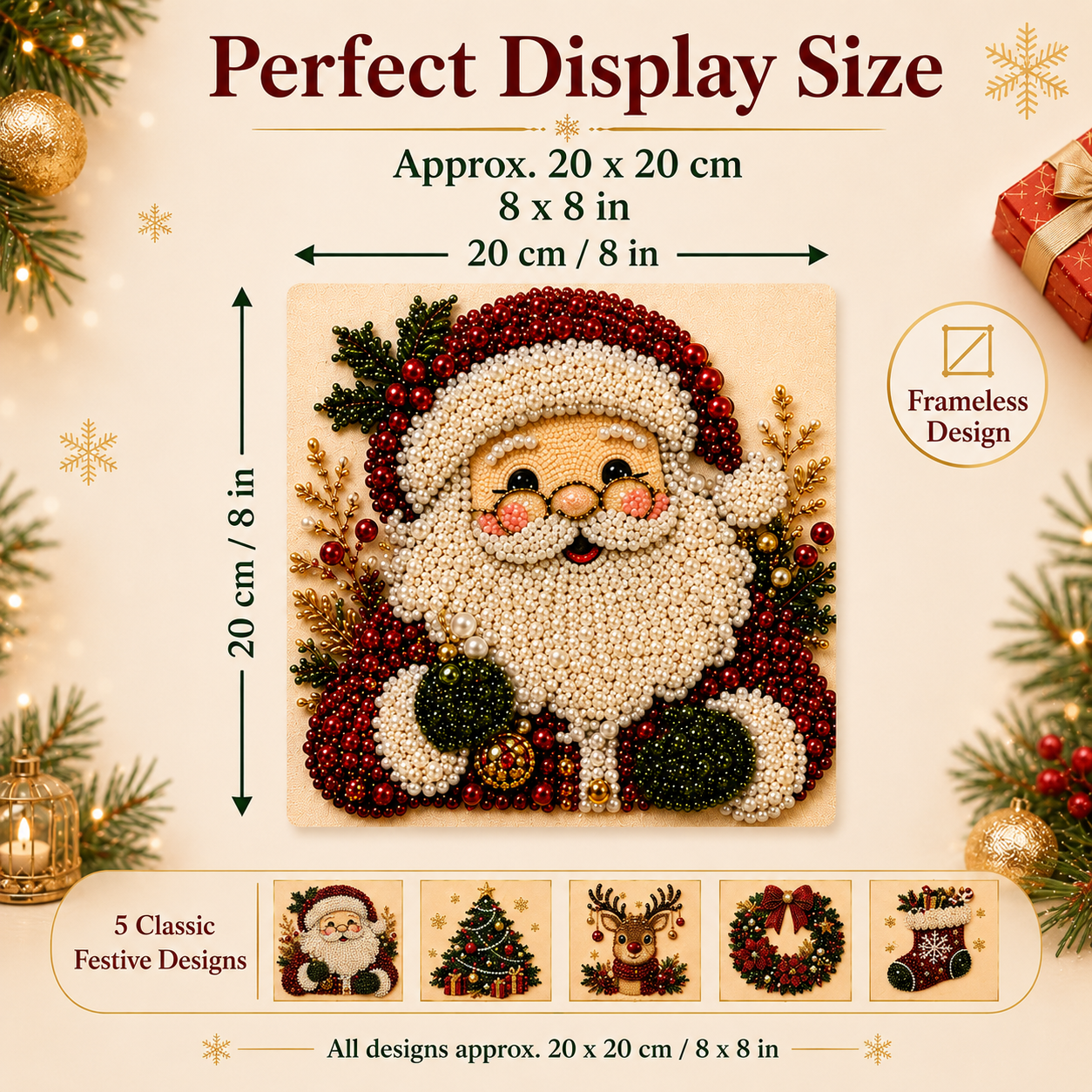 ✨ 3D Pearl Diamond Painting – Christmas Wreath & Stocking DIY 🎄